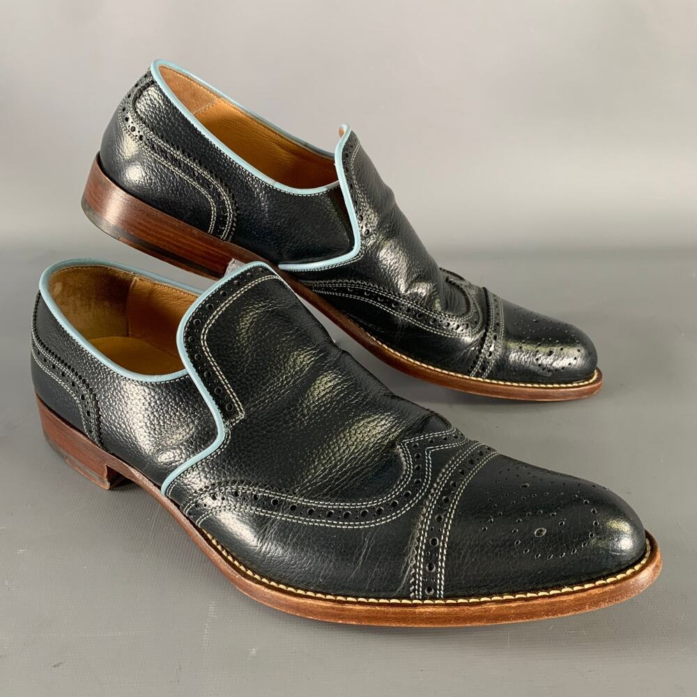 MIU MIU Size 9 Navy Light Blue Leather Spectator Loafers